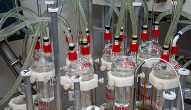 Laboratory equipment in engine testing lab.